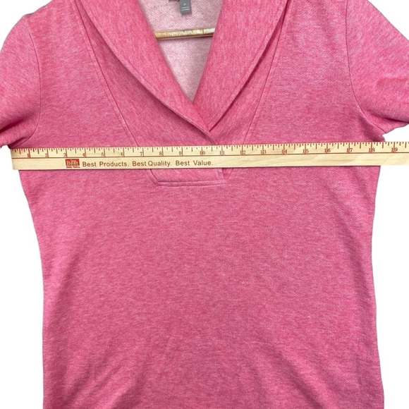 TALBOTS Petite Small Pink Heather Featherweight Fleece Wrap Neck‎ Pullover Top - Picture 6 of 13